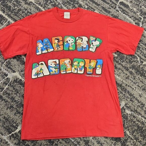 Peanuts Christmas T-shirt L Vintage 1971 - Picture 1 of 8